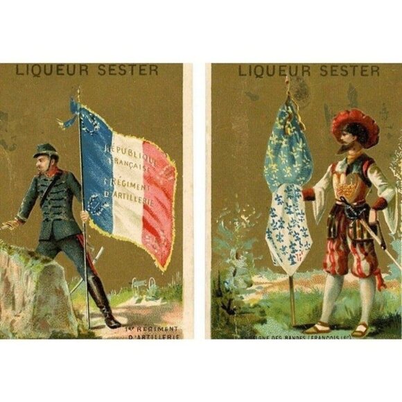 1880's Liquor Sester Military Regiment Flags Victorian Trade Card! - Picture 7 of 9